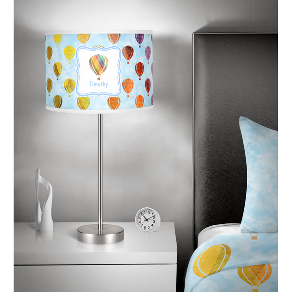 Watercolor Hot Air Balloons 13 inch drum lamp shade - in room