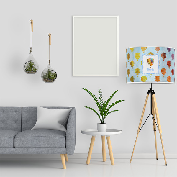 Watercolor Hot Air Balloons 16" Drum Lampshade - LIFESTYLE