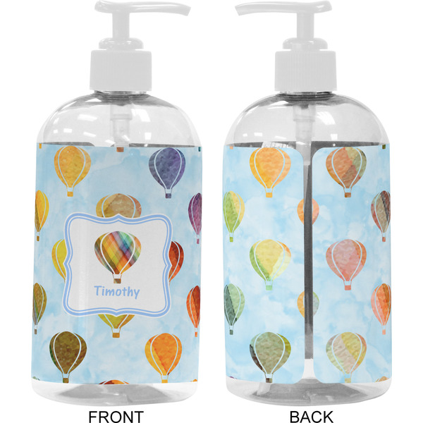 Watercolor Hot Air Balloons 16 oz Plastic Liquid Dispenser- Approval- White