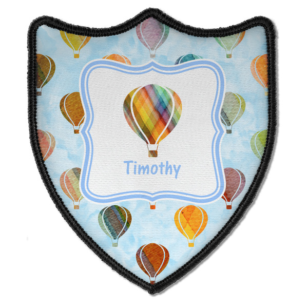 Custom Watercolor Hot Air Balloons Iron On Shield Patch B w/ Name or Text