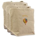 Watercolor Hot Air Balloons Reusable Cotton Grocery Bags - Set of 3 (Personalized)