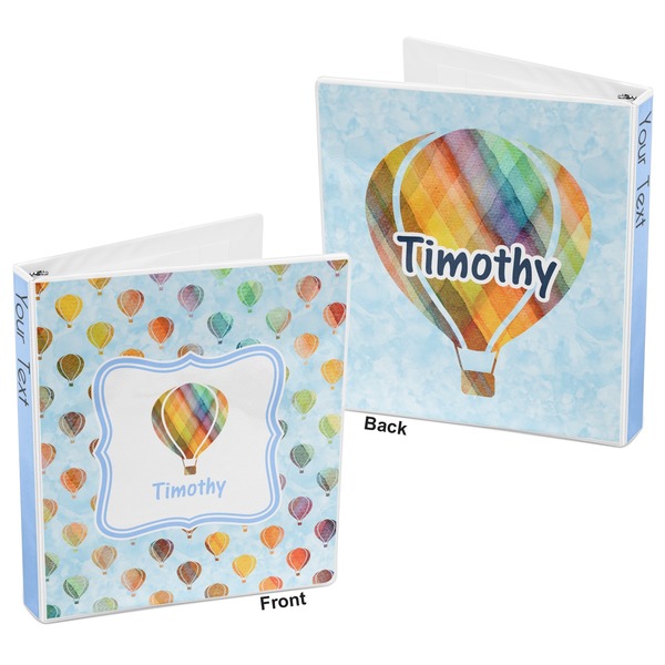 Watercolor Hot Air Balloons 3-Ring Binder Front and Back