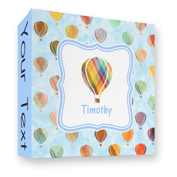 Custom Watercolor Hot Air Balloons 3 Ring Binder - Full Wrap - 3" (Personalized)