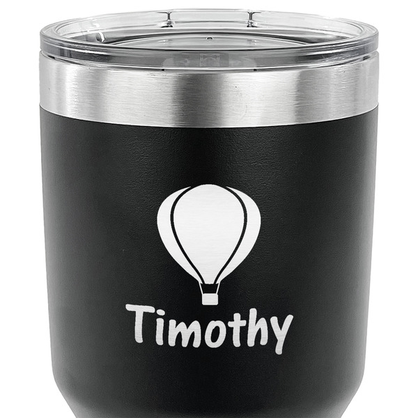 Watercolor Hot Air Balloons 30 oz Stainless Steel Ringneck Tumbler - Black - CLOSE UP
