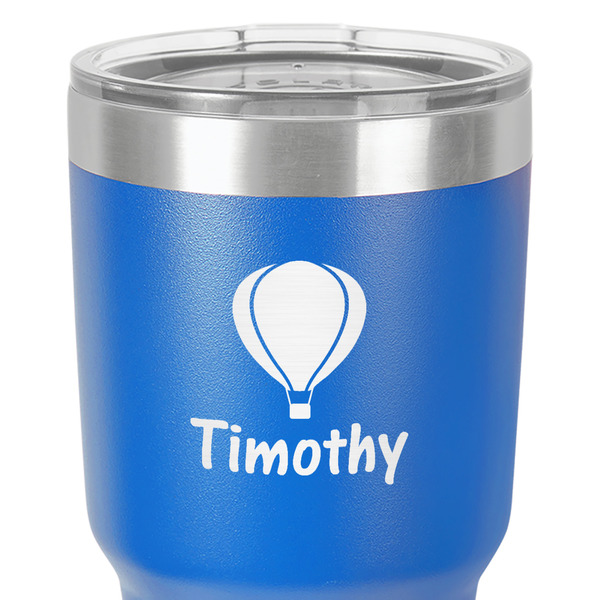 Watercolor Hot Air Balloons 30 oz Stainless Steel Ringneck Tumbler - Blue - Close Up