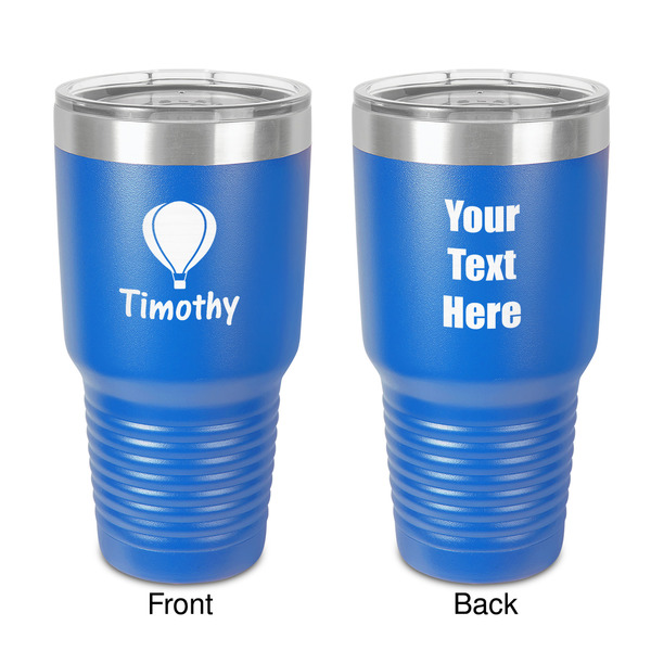 Custom Watercolor Hot Air Balloons 30 oz Stainless Steel Tumbler - Royal Blue - Double-Sided (Personalized)
