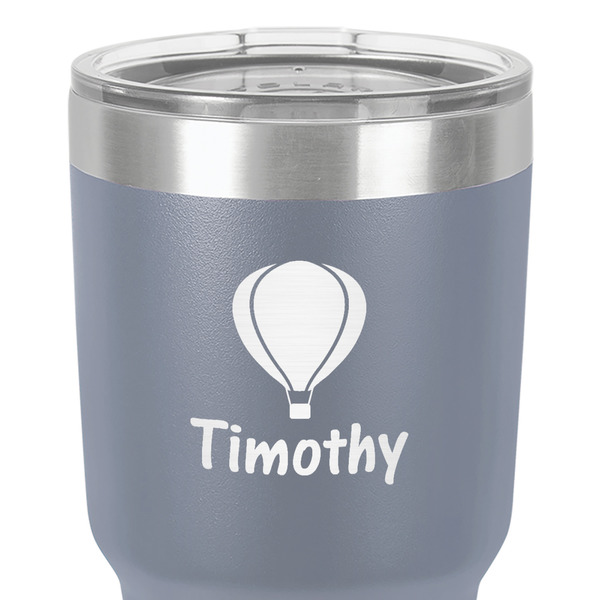 Watercolor Hot Air Balloons 30 oz Stainless Steel Ringneck Tumbler - Grey - Close Up