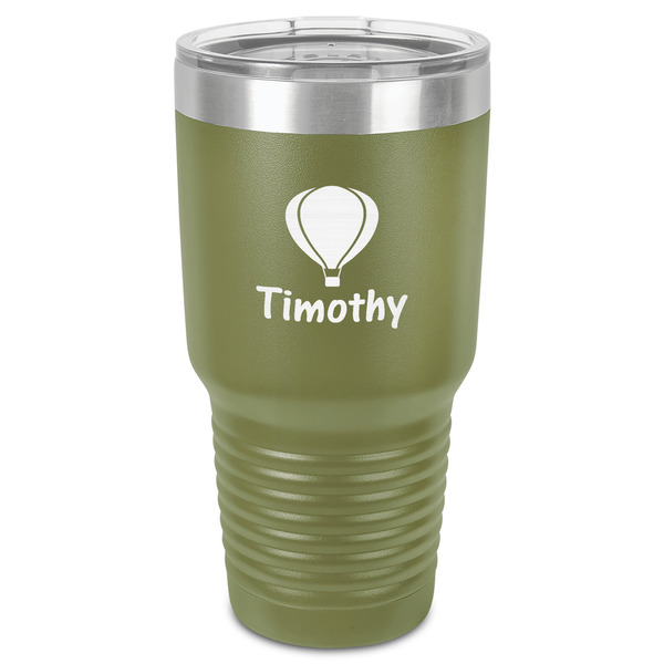 Watercolor Hot Air Balloons 30 oz Stainless Steel Ringneck Tumbler - Olive - Front