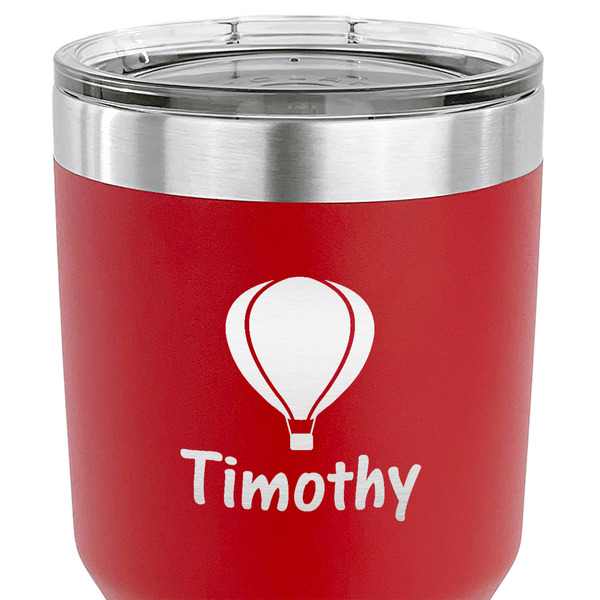 Watercolor Hot Air Balloons 30 oz Stainless Steel Ringneck Tumbler - Red - CLOSE UP