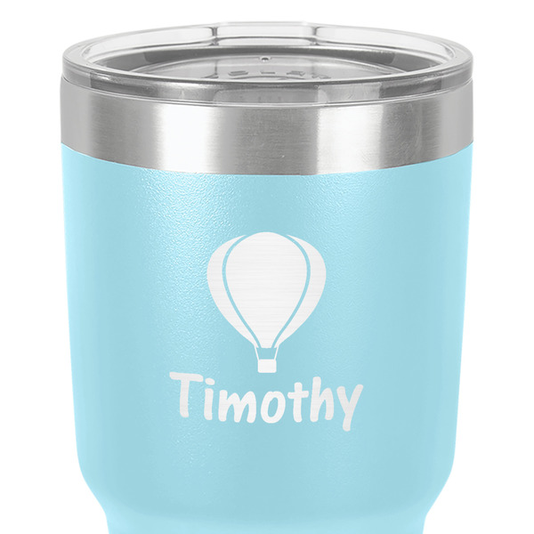 Watercolor Hot Air Balloons 30 oz Stainless Steel Ringneck Tumbler - Teal - Close Up