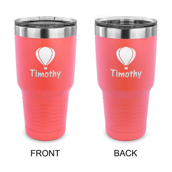 Custom Watercolor Hot Air Balloons 30 oz Stainless Steel Tumbler - Coral - Double Sided (Personalized)