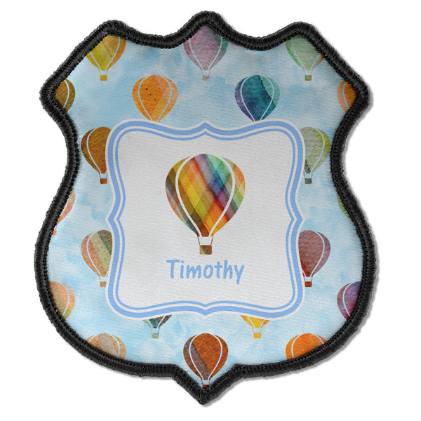 Custom Watercolor Hot Air Balloons Iron On Shield Patch C w/ Name or Text