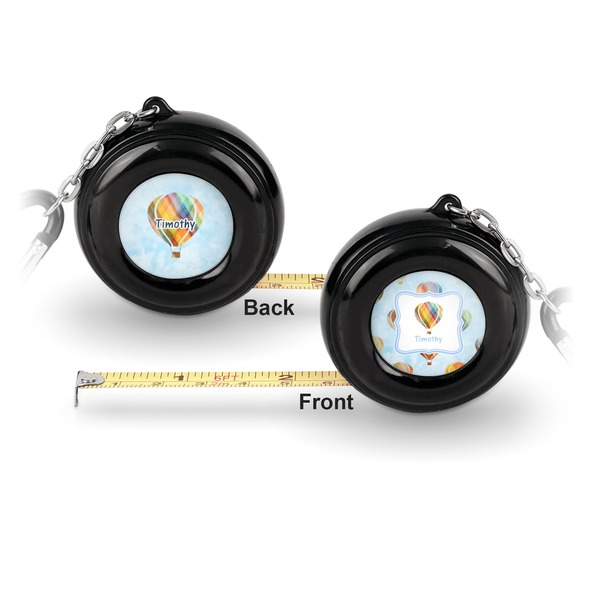 Watercolor Hot Air Balloons 6-Ft Pocket Tape Measure with Carabiner Hook - Front and Back