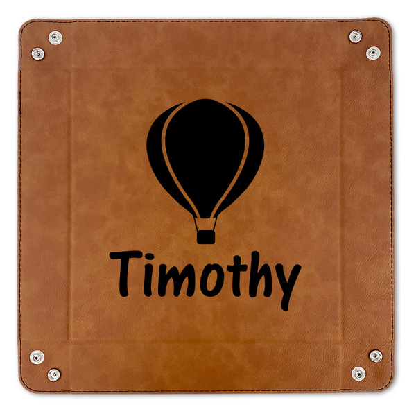 Watercolor Hot Air Balloons 9" x 9" Leatherette Snap Up Tray - APPROVAL (FLAT)