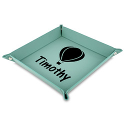 Watercolor Hot Air Balloons Faux Leather Dice Tray - 9" x 9"  - Teal (Personalized)
