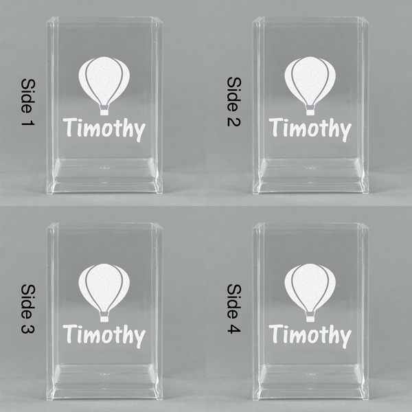 Watercolor Hot Air Balloons Acrylic Pen Holder - All Sides