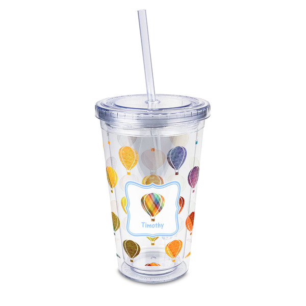 Custom Watercolor Hot Air Balloons 16oz Double Wall Acrylic Tumbler with Lid & Straw - Full Print (Personalized)