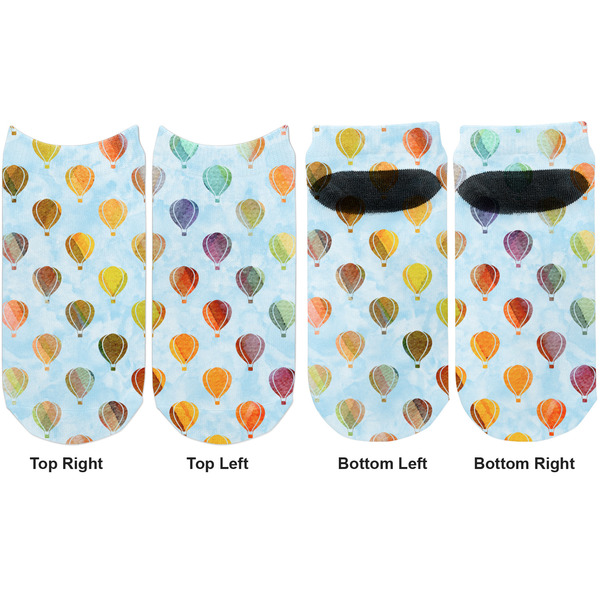 Watercolor Hot Air Balloons Adult Ankle Socks - Double Pair - Front and Back - Apvl