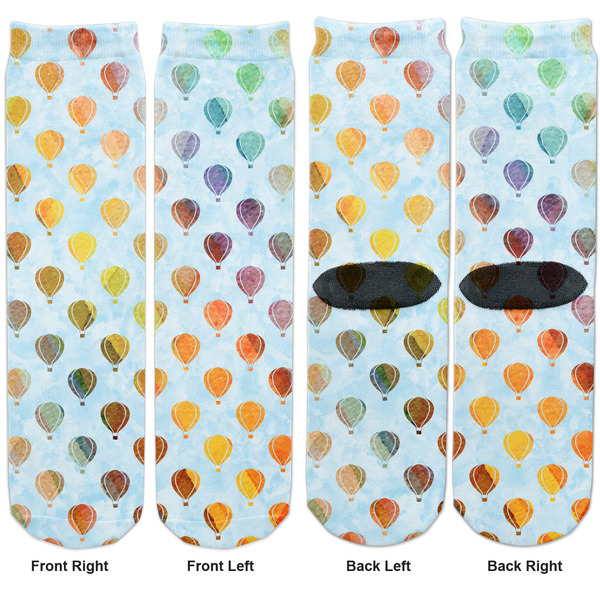 Watercolor Hot Air Balloons Adult Crew Socks - Double Pair - Front and Back - Apvl