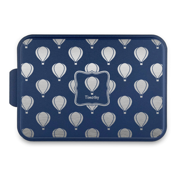 Custom Watercolor Hot Air Balloons Aluminum Baking Pan with Navy Lid (Personalized)