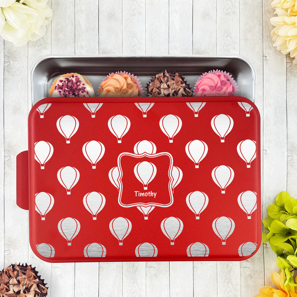Watercolor Hot Air Balloons Aluminum Baking Pan - Red Lid - LIFESTYLE