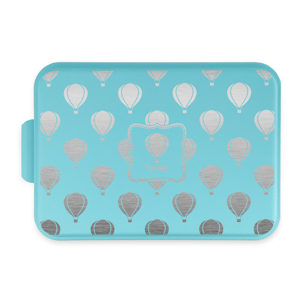 Custom Watercolor Hot Air Balloons Aluminum Baking Pan with Teal Lid (Personalized)