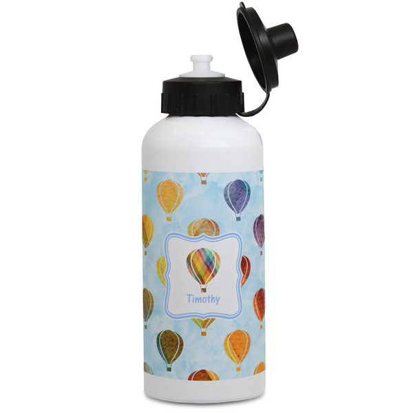 Custom Watercolor Hot Air Balloons Water Bottles - Aluminum - 20 oz - White (Personalized)