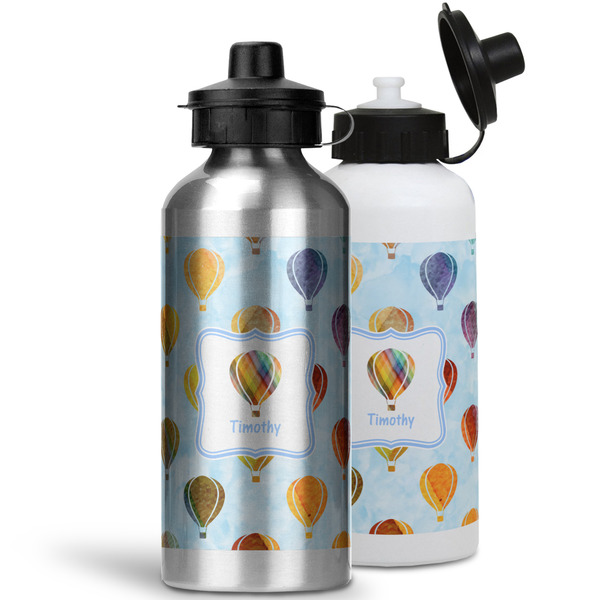 Watercolor Hot Air Balloons Aluminum Water Bottles - MAIN (white &silver)