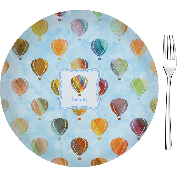 Custom Watercolor Hot Air Balloons Glass Appetizer / Dessert Plate 8" (Personalized)