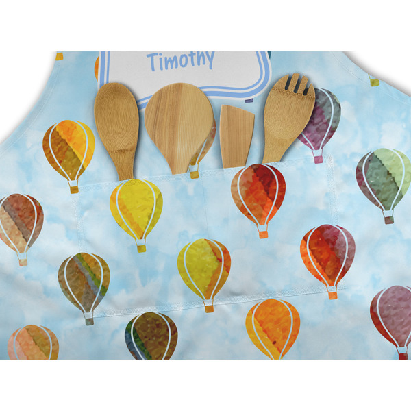 Watercolor Hot Air Balloons Apron - Pocket Detail with Props
