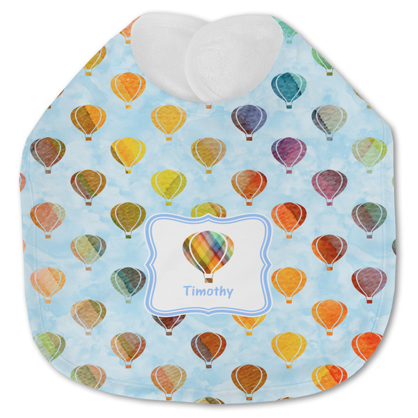 Custom Watercolor Hot Air Balloons Jersey Knit Baby Bib w/ Name or Text