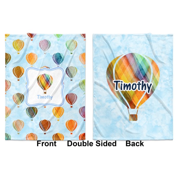 Watercolor Hot Air Balloons Baby Blanket (Double Sided - Printed Front and Back)