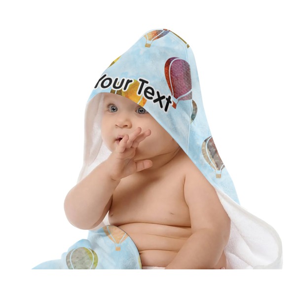 Watercolor Hot Air Balloons Baby Hooded Towel on Child