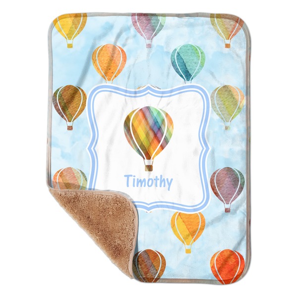 Custom Watercolor Hot Air Balloons Sherpa Baby Blanket - 30" x 40" w/ Name or Text