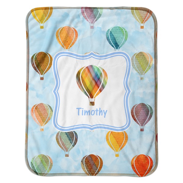 Watercolor Hot Air Balloons Baby Sherpa Blanket - Flat