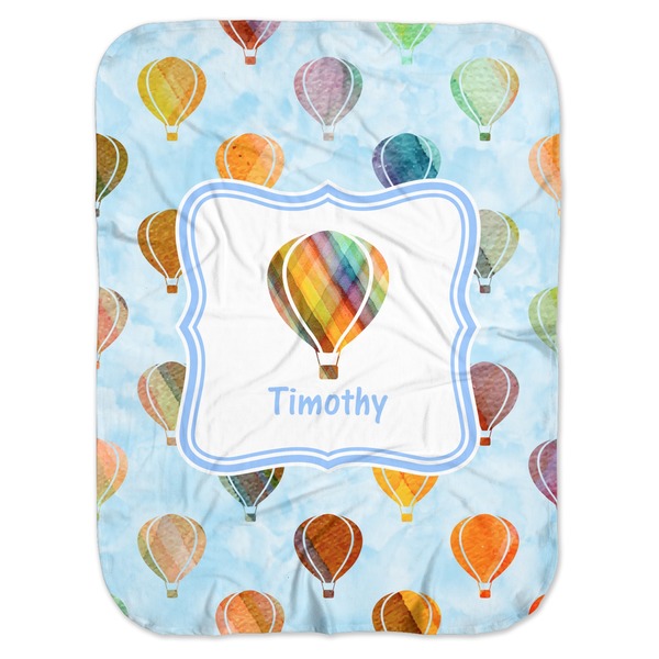 Custom Watercolor Hot Air Balloons Baby Swaddling Blanket (Personalized)