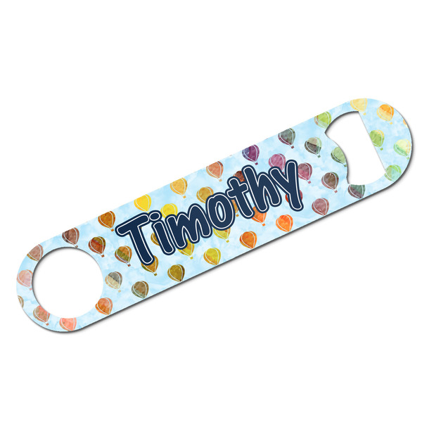 Custom Watercolor Hot Air Balloons Bar Bottle Opener - White w/ Name or Text