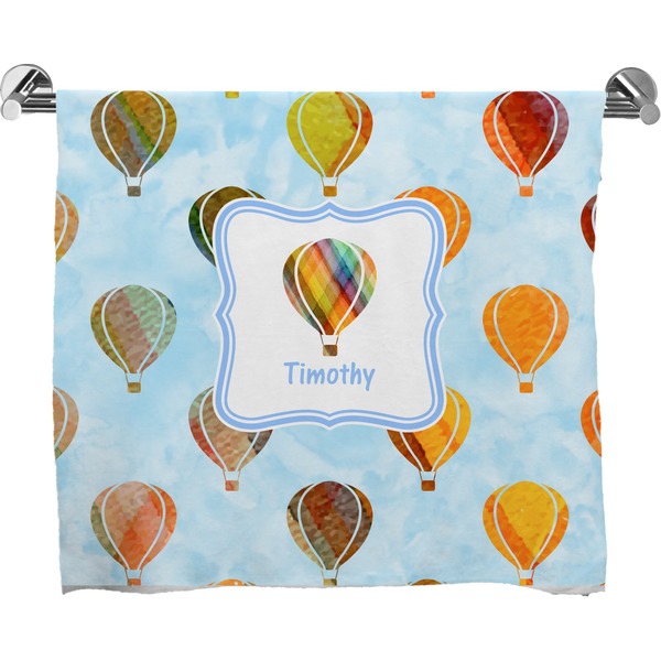 Custom Watercolor Hot Air Balloons Bath Towel (Personalized)