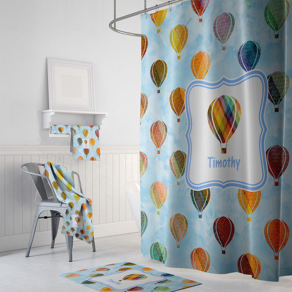 Watercolor Hot Air Balloons Bath Towel Sets - 3-piece - In Context