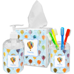 Watercolor Hot Air Balloons Acrylic Bathroom Accessories Set w/ Name or Text