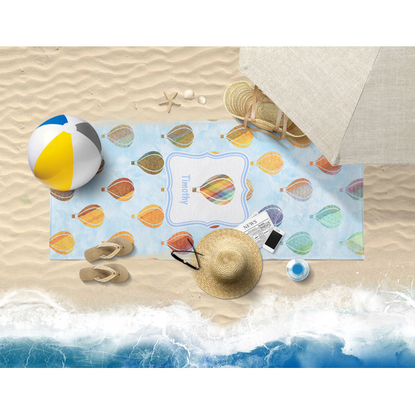 Watercolor Hot Air Balloons Beach Towel Lifestyle