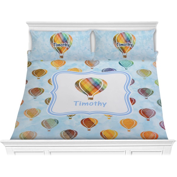 Custom Watercolor Hot Air Balloons Comforter Set - King (Personalized)