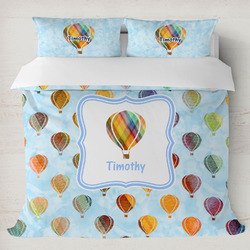 Watercolor Hot Air Balloons Duvet Cover Set - King (Personalized)