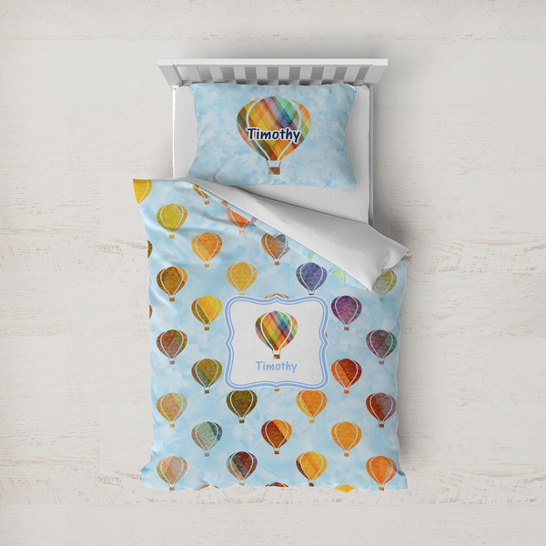 Custom Watercolor Hot Air Balloons Duvet Cover Set - Twin (Personalized)