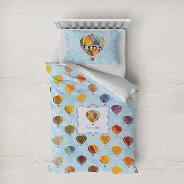 Custom Watercolor Hot Air Balloons Duvet Cover Set - Twin XL (Personalized)