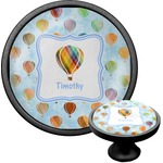 Watercolor Hot Air Balloons Cabinet Knob (Black) (Personalized)