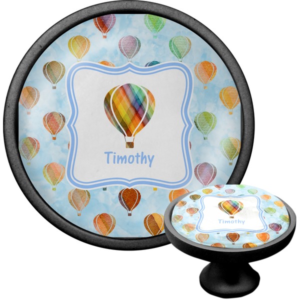 Custom Watercolor Hot Air Balloons Cabinet Knob (Black) (Personalized)