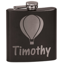 Watercolor Hot Air Balloons Black Flask Set (Personalized)