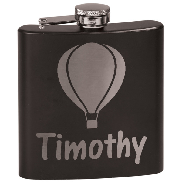 Custom Watercolor Hot Air Balloons Black Flask Set (Personalized)