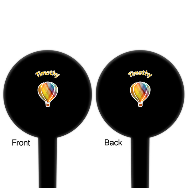 Watercolor Hot Air Balloons Black Plastic 4" Food Pick - Round - Double Sided - Front & Back